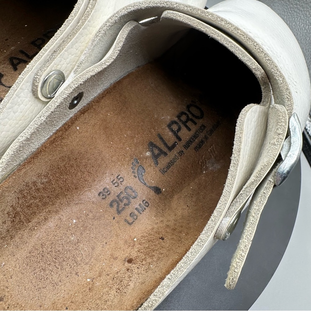 Birkenstock Alpro Philadelphia Super Grip White Leather Clogs Women 8 - Picture 11 of 11
